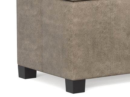 Dover - Storage Ottoman In Smoky Leather With Lift Up Storage - Brown