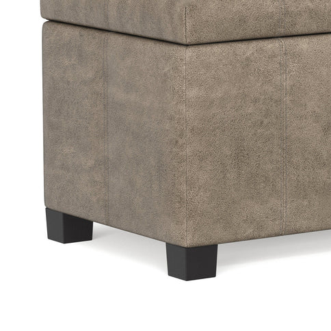 Dover - Storage Ottoman In Smoky Leather With Lift Up Storage - Brown