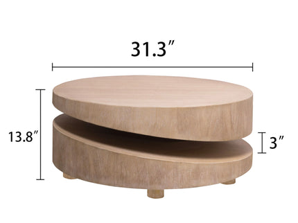 Modern Round Wood Coffee Table, Accent Table For Living Room - Antique Natural / Natural / Rustic