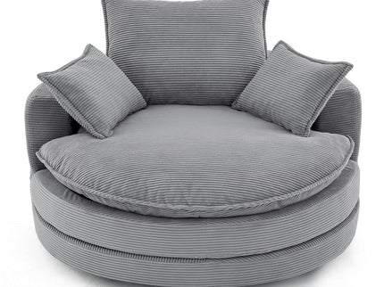 360° Swivel Accent Barrel Chair With Dual Layer Cushion And 3 Removable Pillows