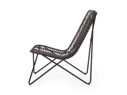 Outdoor Wicker Chair With Geometric Cross Base, (Set of 2) - Gray