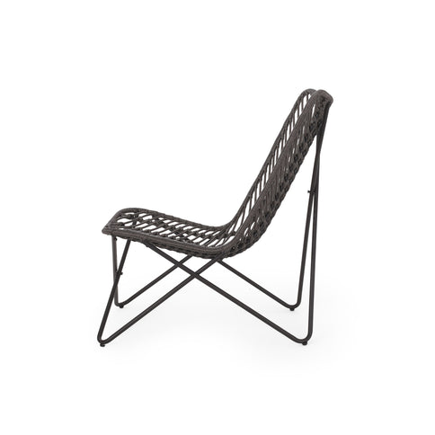Outdoor Wicker Chair With Geometric Cross Base, (Set of 2) - Gray