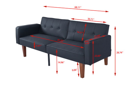 Convertible Futon Sofa Bed With Adjustable Split Back, Twin Size Sleeper Couch - Black