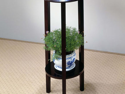 Round Accent Table With Open Shelf - Espresso