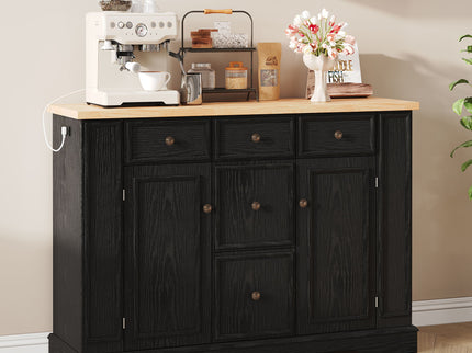 Sideboard Buffet Cabinet With 5 Drawers, 2 Cabinets, Adjustable Shelves