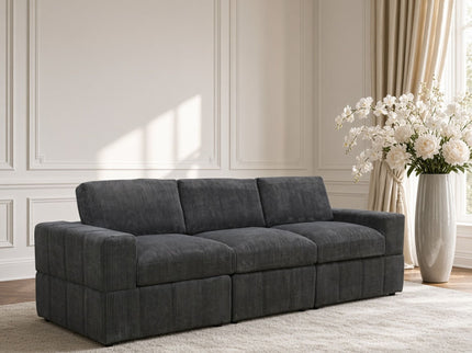 Oversized Modular Sectional Sofa 3 Piece Set For Living Room - Dark Gray