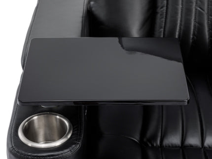 270° Power Swivel Recliner Home Theater Chair With Hidden Arm Storage, LED Light, Cup Holder, And Tray Table