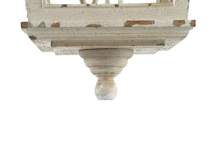 4 Light Wood Chandelier, Hanging Light Fixture With Adjustable Chain For Kitchen, Bulb Not Included - Cream White