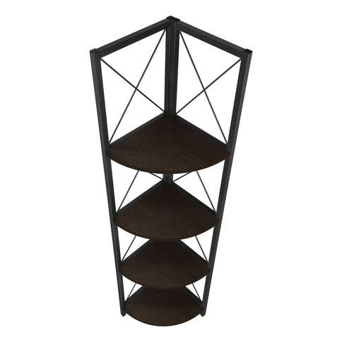 Bookshelf, Bookcase, Etagere, Corner, 4 Tier, Office, Marble Look Contemporary & Modern