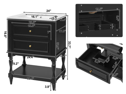 Bathroom Vanity With Sink, 2 Drawers Storage Cabinet, Open Shelf
