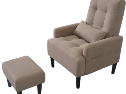 Living Room Sofa Single Chair And Ottoman, Modern Multi-Function Fabric Living Room Sofa Lounge Chair Bed And Stool. Soft Leisure Single Chair Adjustable Into 5 Angles With Sofa Bed