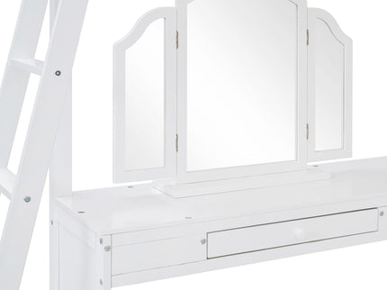 Loft Bed With Drawers, Cabinet, Shelves With Desk