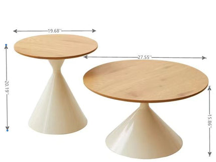 Round Coffee Table - Brown / White