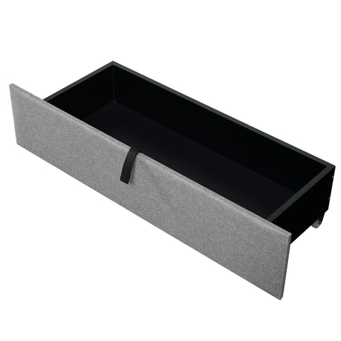 Upholstered Platform Bed With Storage Headboard, Trundle & 2 Drawers And A Set Of Sockets & USB Ports