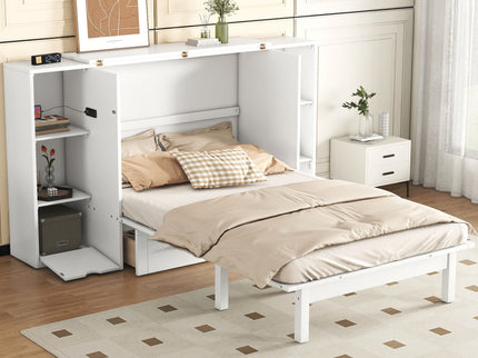 Murphy Bed With Shelves, Drawers And USB Ports