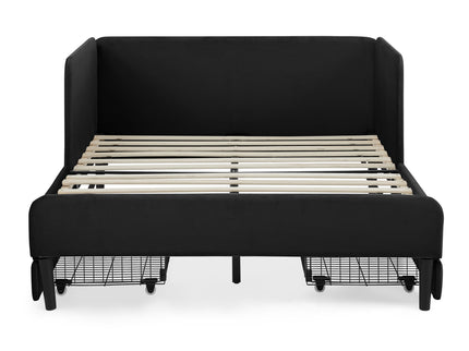 Upholstered Platform Bed Frame With 2 Storage Drawers And Adjustable Sofa Bed
