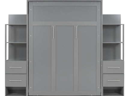 Murphy Wall Bed With LED Lights, Shelves And Drawers