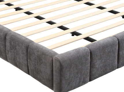 Elegant Upholstered Bed With Checkerboard Design