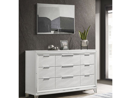 9 Drawer Dresser Cabinet With Picture Framed Fronts - White