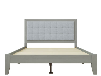 Mid Century Modern Platform Bed With Upholstered Headboard