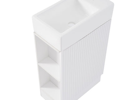 Modern Bathroom Vanity With Sink And 2 Tier Shelf