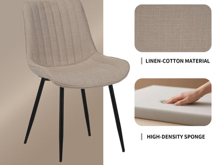 Dining Chair Set With Padded Backrests (Set of 4) - Beige