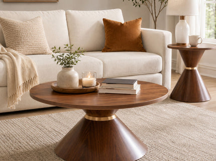 2 Piece Round Coffee Table Set For Living Room