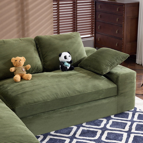 Compressed Sofa With 3 Back Cushions, 2 Throw Pillows