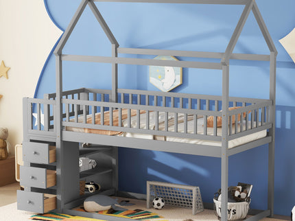Bunk Bed With Shelves And Drawers, Storage Focused Design