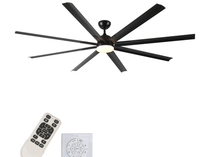 Super Large Black Ceiling Fan With Remote Control - Black