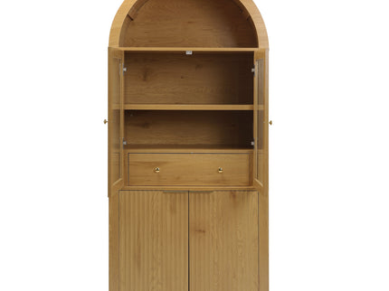 Fluted Tall Arched Pantry Cabinet With Adjustable Shelves