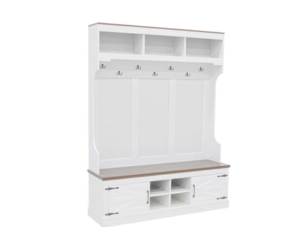 Farmhouse Hall Tree With Bench And Shoe Storage