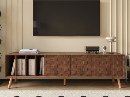 TV Stand, Cabinet For Living Room, Fits TVs Up To 80" - Walnut