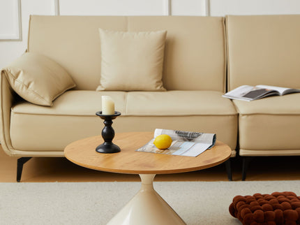 Round Coffee Table - Brown / White