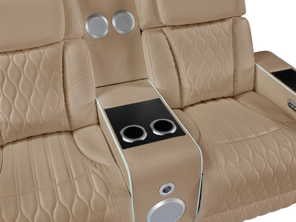 Electra - Power Reclining Loveseat With Power Headrests, Console, Speakers, Massage, LED Lighting And USB Control