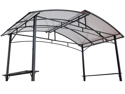 Grill Gazebo 8X5Ft, Outdoor Patio Canopy, Bbq Shelter With Steel Hardtop And Side Shelves - Black