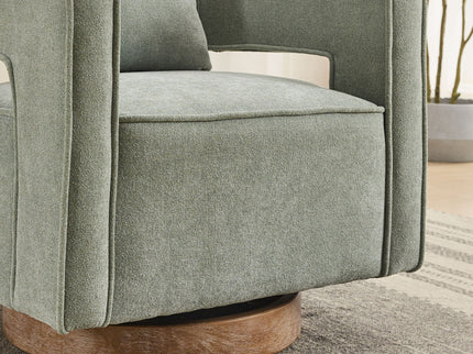 Swivel Accent Open Back Barrel Chair With Weathered Base
