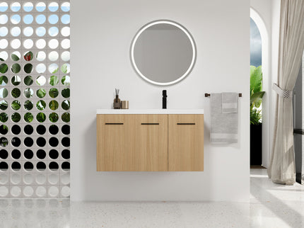 Wall Mounted Floating Bathroom Vanity With Sink, 3 Door Modular Cabinet