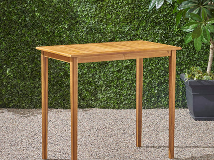 Outdoor Minimalist Acacia Wood Rectangle Bar Table