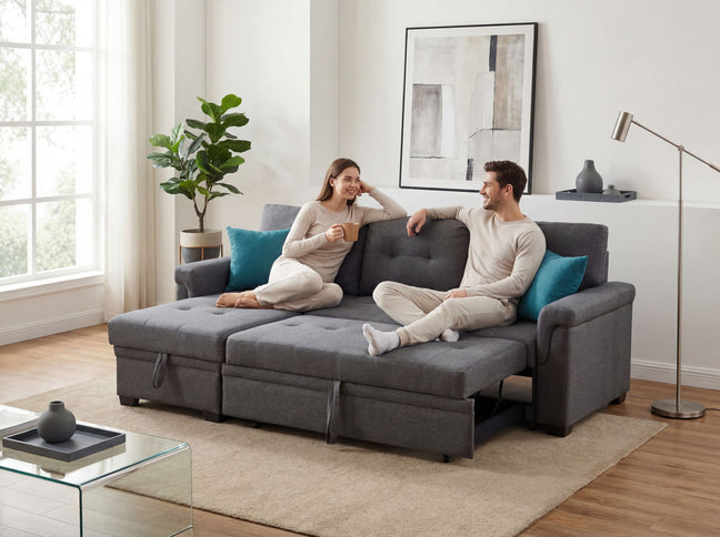 Lucca - Reversible Sleeper Sectional Sofa With Storage Chaise