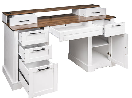 Office Desk With Charging Station & Storage Cabinet