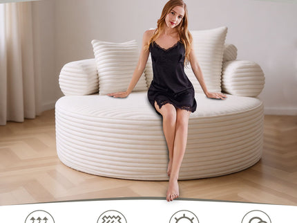 Round Sofa Bed With 3 Pillows For Living Room