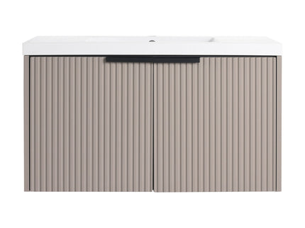 Contemporary Wall Mounted Bathroom Vanity With Resin Double Sink