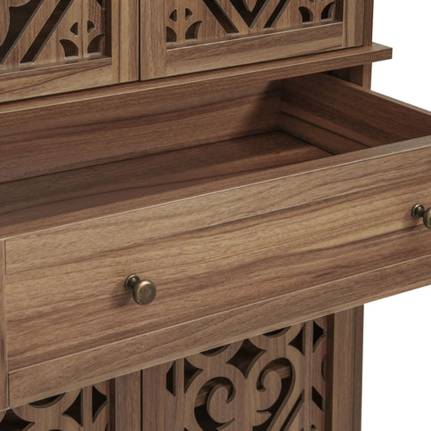 4 Door Cabinet With 1 Drawer, With 4 Adjustable Inner Shelves, Storage Cabinet