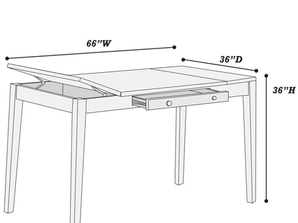 Counter Height Dining Table With Lift Top Storage And Front Drawer - Walnut