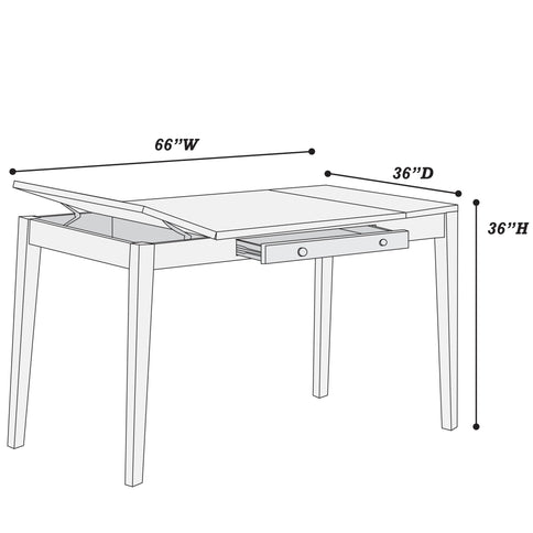 Counter Height Dining Table With Lift Top Storage And Front Drawer - Walnut
