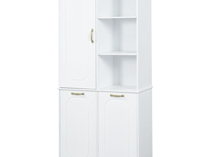 Freestanding Tall Storage Cabinet With 2 Tilt Out Hampers