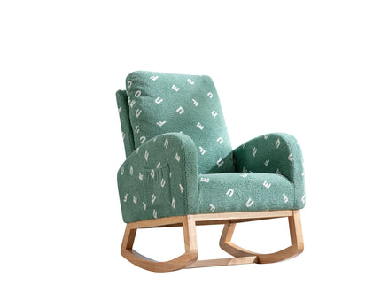 Modern Accent Rocker Armchair With Side Pocket, Upholstered High Back