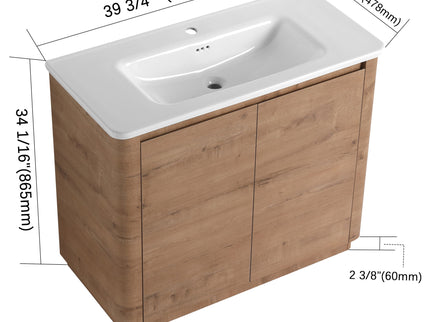 Freestanding Bathroom Vanity With Sink & 2 Soft Close Doors