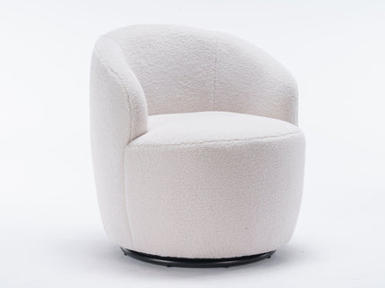 Teddy Fabric Swivel Accent Armchair Barrel Chair With Powder Coating Metal Ring